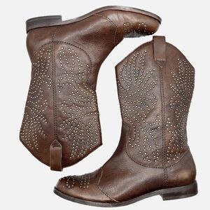 Cynthia Vincent Brown Ankle Boots with Studded Design